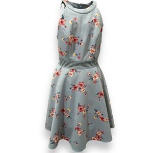 City Triangles Dress Juniors Size 7 Light Blue Floral Print Dress Fit and Flare